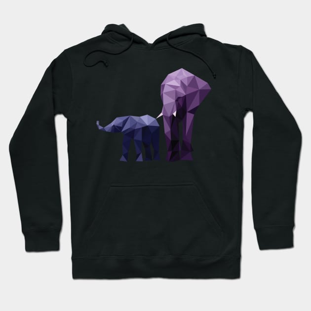 Low Poly Elephants Hoodie by DigitalShards